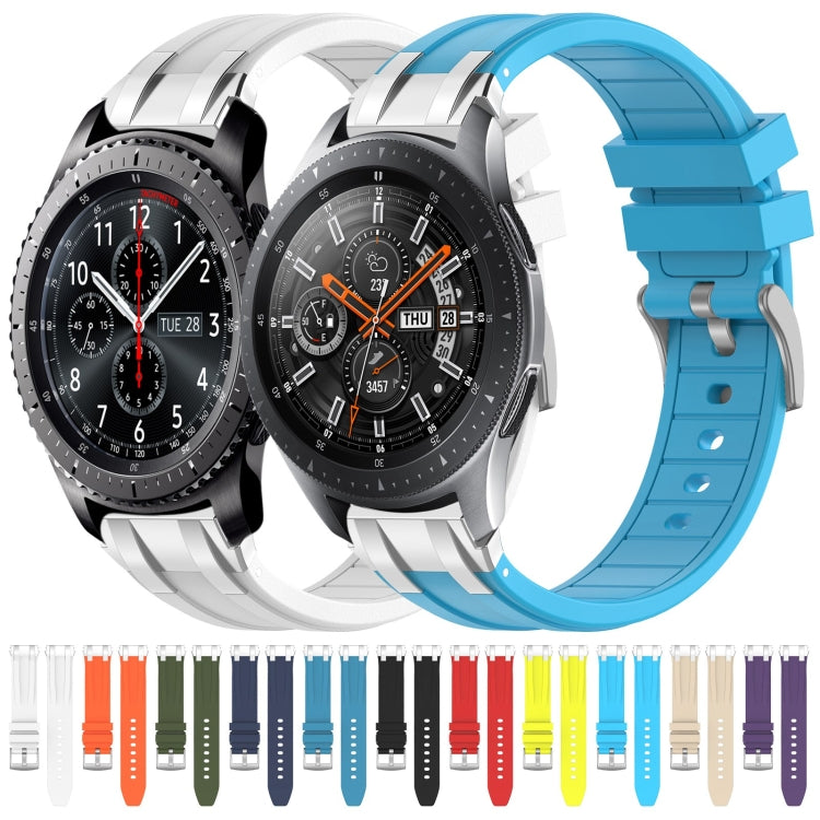 For Samsung Galaxy Watch 46mm 22mm Quick Release Silver Buckle Royal Silicone Watch Band(Black)