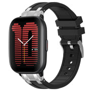 For Amazfit Active 20mm Quick Release Silver Buckle Royal Silicone Watch Band(Black)