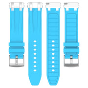 For Amazfit Active 20mm Quick Release Silver Buckle Royal Silicone Watch Band(Sky Blue)