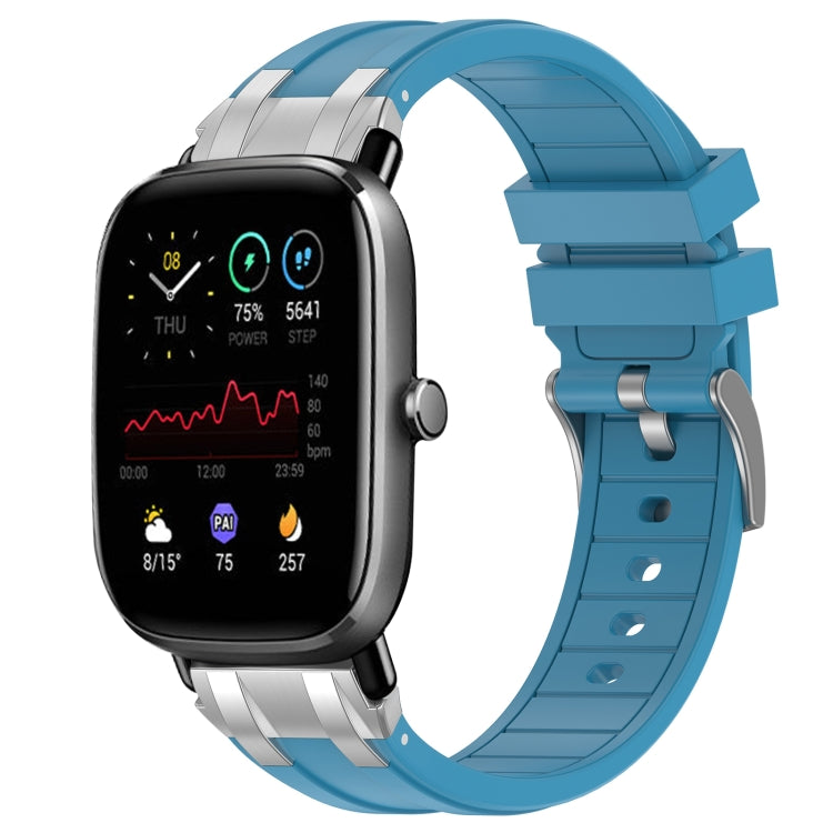For Amazfit GTS 2 Mini 20mm Quick Release Silver Buckle Royal Silicone Watch Band(Sea Blue)