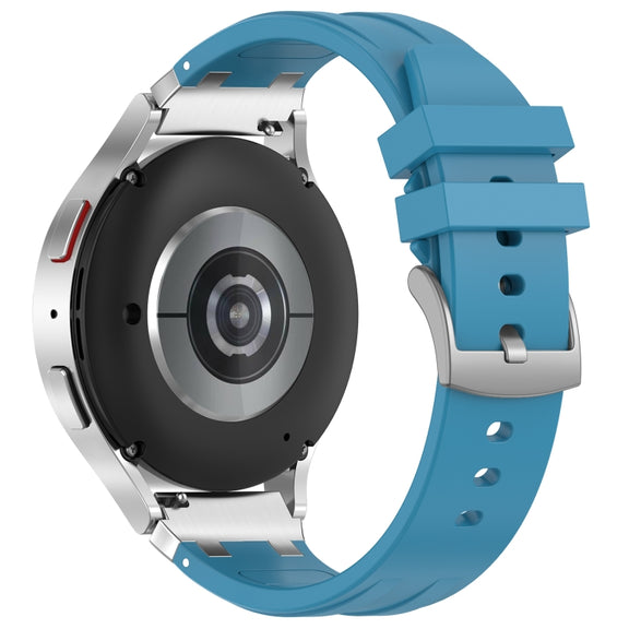 For Amazfit GTS 2 20mm Quick Release Silver Buckle Royal Silicone Watch Band(Sea Blue)