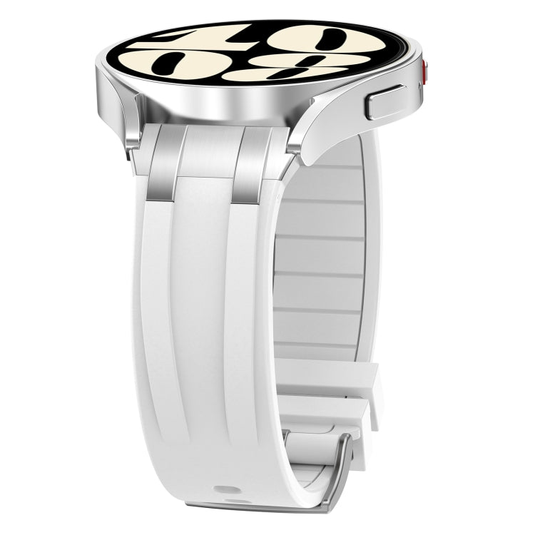 For Amazfit GTR 42mm 20mm Quick Release Silver Buckle Royal Silicone Watch Band(White)