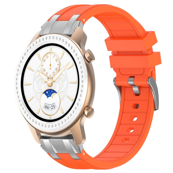 For Amazfit GTR 42mm 20mm Quick Release Silver Buckle Royal Silicone Watch Band(Orange)