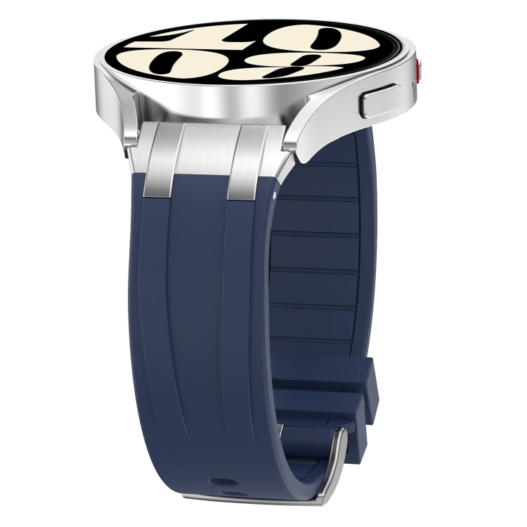 For Amazfit GTR 42mm 20mm Quick Release Silver Buckle Royal Silicone Watch Band(Navy Blue)