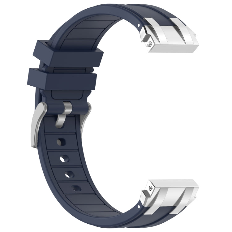For Amazfit GTR 42mm 20mm Quick Release Silver Buckle Royal Silicone Watch Band(Navy Blue)