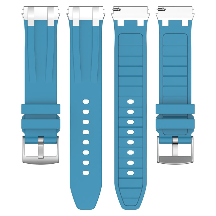 For Amazfit Bip 20mm Quick Release Silver Buckle Royal Silicone Watch Band(Sea Blue)