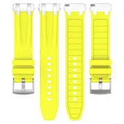 For Amazfit Bip 20mm Quick Release Silver Buckle Royal Silicone Watch Band(Vital Yellow)