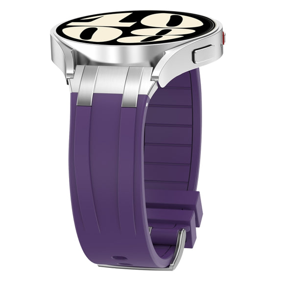 For Huawei Watch 2 20mm Quick Release Silver Buckle Royal Silicone Watch Band(Purple)