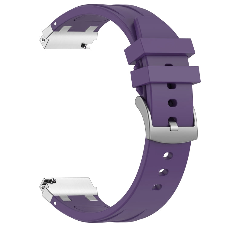 For Huawei Watch 2 20mm Quick Release Silver Buckle Royal Silicone Watch Band(Purple)