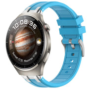 For Huawei Watch 4 Pro 22mm Quick Release Silver Buckle Royal Silicone Watch Band(Sky Blue)