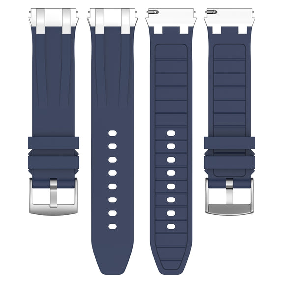 For Huawei Watch Ultimate 22mm Quick Release Silver Buckle Royal Silicone Watch Band(Navy Blue)