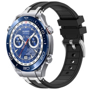 For Huawei Watch Ultimate 22mm Quick Release Silver Buckle Royal Silicone Watch Band(Black)