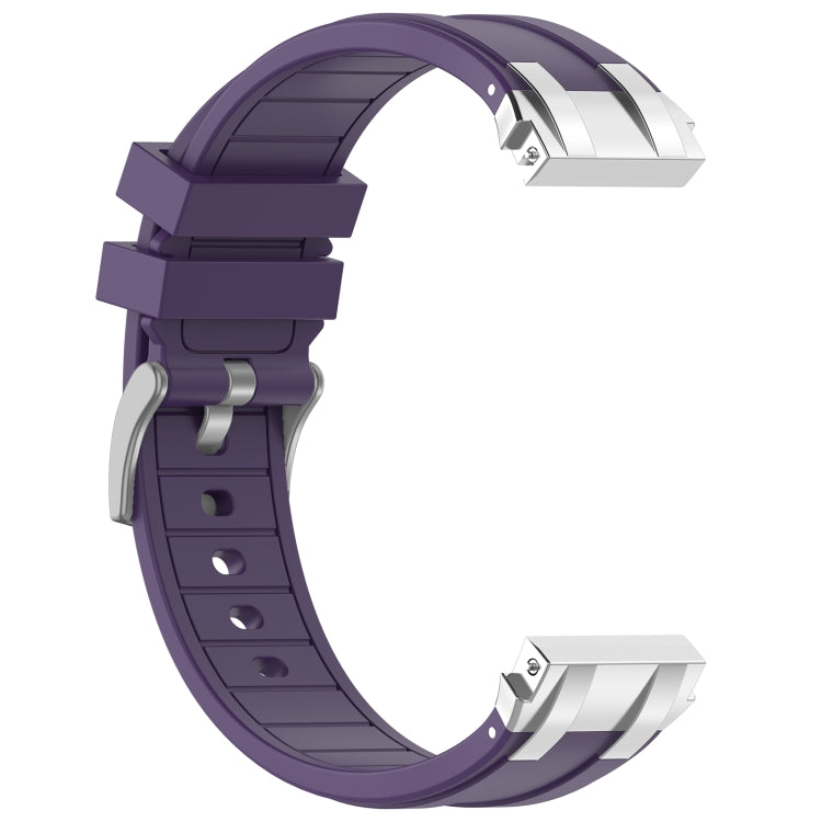 For Huawei Watch Ultimate 22mm Quick Release Silver Buckle Royal Silicone Watch Band(Purple)