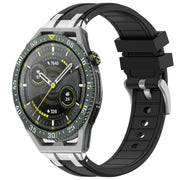 For Huawei Watch GT3 SE 22mm Quick Release Silver Buckle Royal Silicone Watch Band(Black)