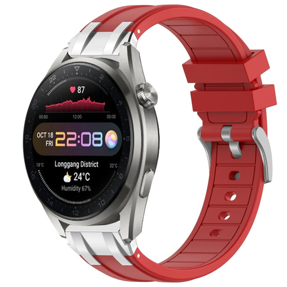 For Huawei Watch3 Pro New 22mm Quick Release Silver Buckle Royal Silicone Watch Band(Red)