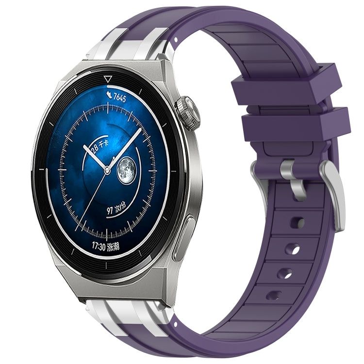 For Huawei Watch GT3 Pro 46mm 22mm Quick Release Silver Buckle Royal Silicone Watch Band(Purple)