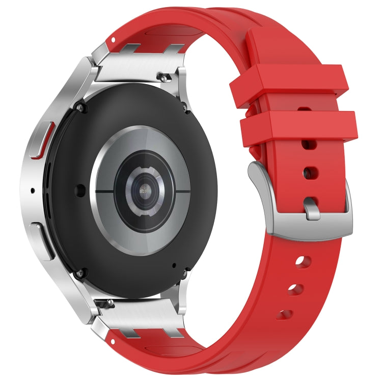 For Huawei Watch GT Runner 22mm Quick Release Silver Buckle Royal Silicone Watch Band(Red)