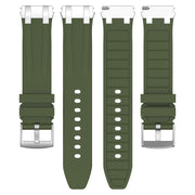 For Huawei Watch 3 22mm Quick Release Silver Buckle Royal Silicone Watch Band(Olive Green)
