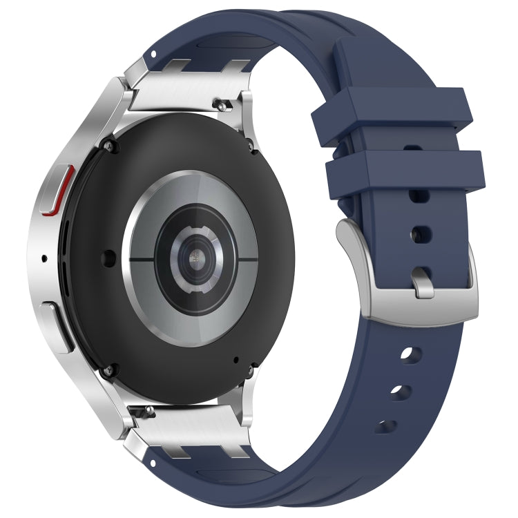 For Huawei Watch 3 22mm Quick Release Silver Buckle Royal Silicone Watch Band(Navy Blue)