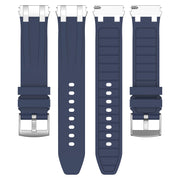 For Huawei Watch 3 22mm Quick Release Silver Buckle Royal Silicone Watch Band(Navy Blue)