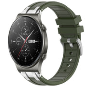 For Huawei Watch GT2 Pro 22mm Quick Release Silver Buckle Royal Silicone Watch Band(Olive Green)