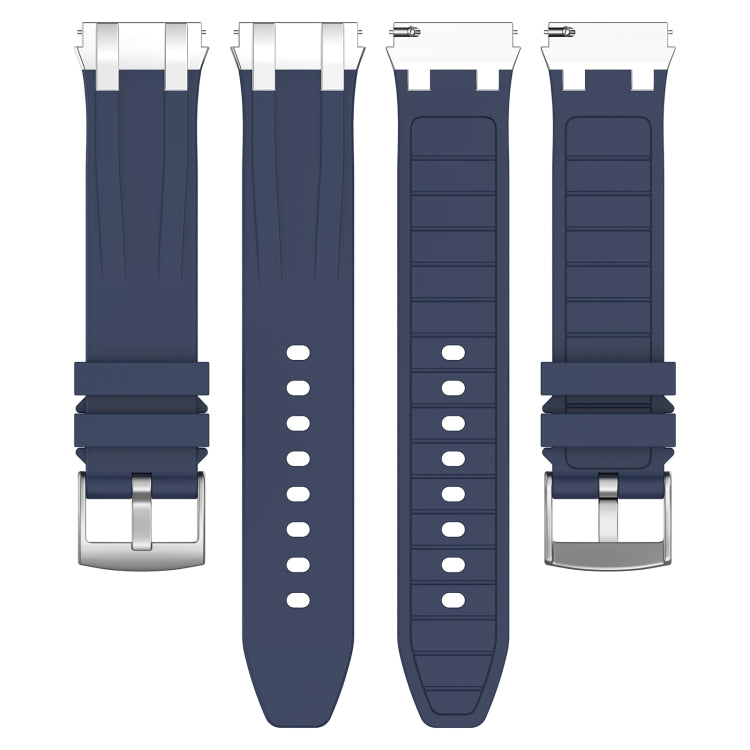 For Huawei Watch GT2 Pro 22mm Quick Release Silver Buckle Royal Silicone Watch Band(Navy Blue)