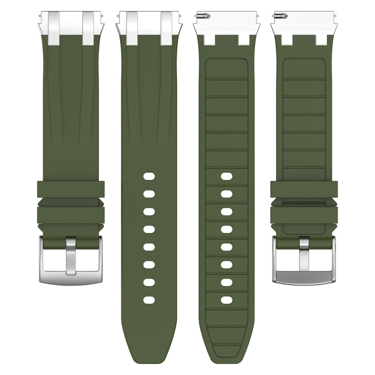 For Huawei Watch GT 22mm Quick Release Silver Buckle Royal Silicone Watch Band(Olive Green)