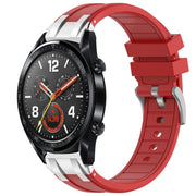 For Huawei Watch GT 22mm Quick Release Silver Buckle Royal Silicone Watch Band(Red)