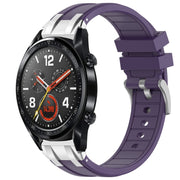 For Huawei Watch GT 22mm Quick Release Silver Buckle Royal Silicone Watch Band(Purple)