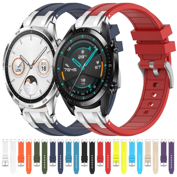 For Huawei Watch Buds 22mm Quick Release Silver Buckle Royal Silicone Watch Band(Sky Blue)