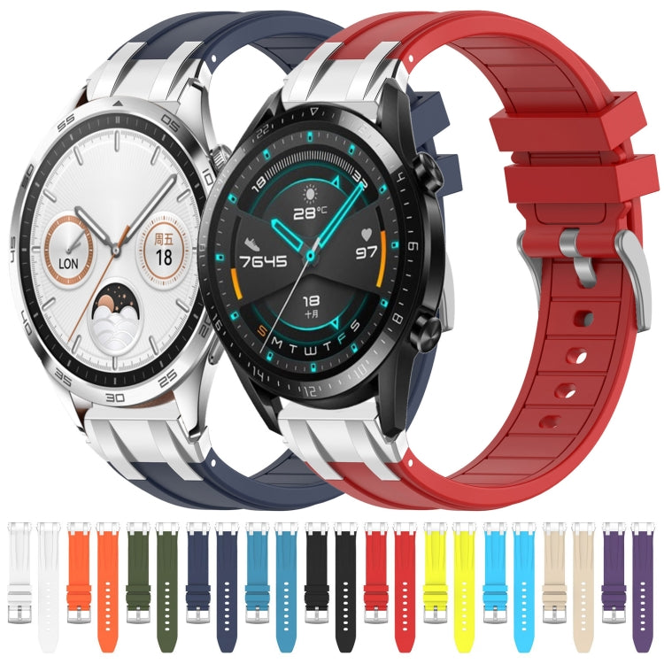 For Huawei Watch GT Runner 22mm Quick Release Silver Buckle Royal Silicone Watch Band(Orange)