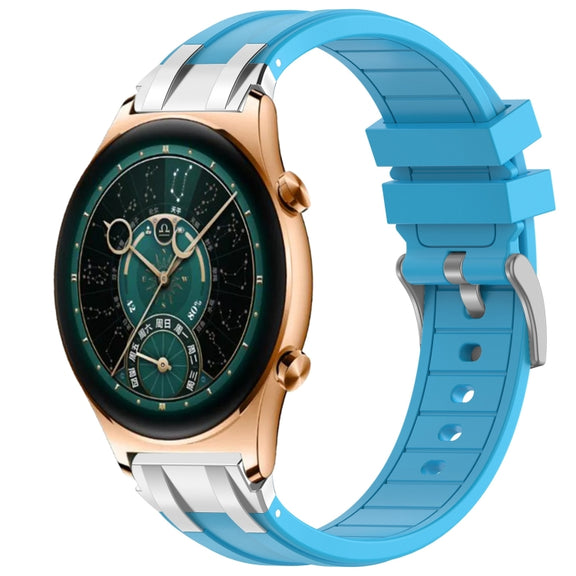 For Honor Watch GS 4 22mm Quick Release Silver Buckle Royal Silicone Watch Band(Sky Blue)