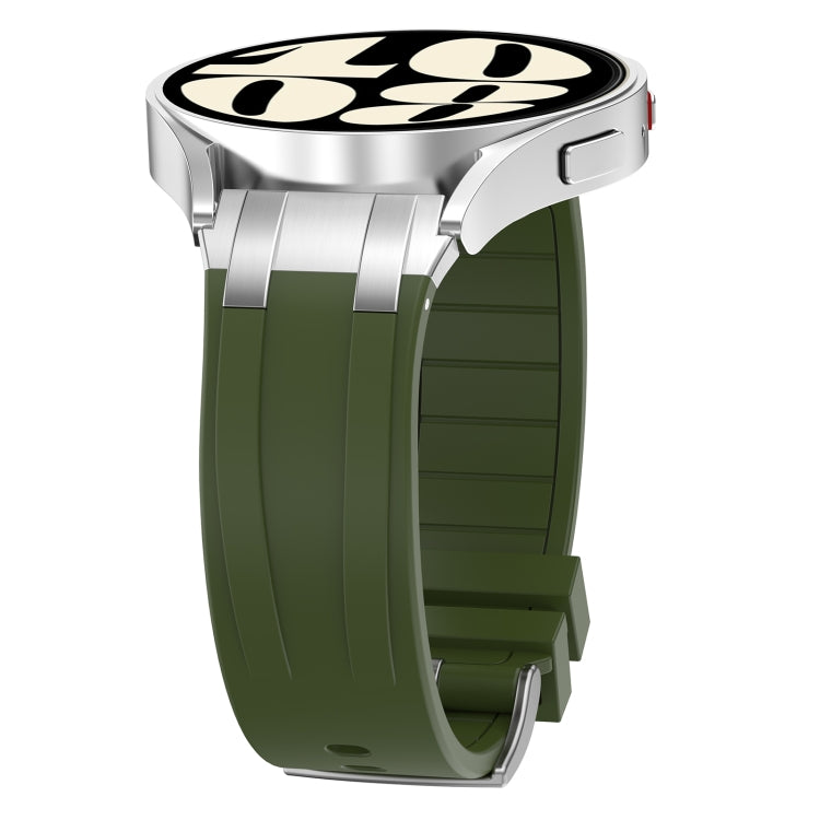 For Honor Watch 4 Pro 22mm Quick Release Silver Buckle Royal Silicone Watch Band(Olive Green)