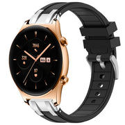 For Honor Watch GS 3 22mm Quick Release Silver Buckle Royal Silicone Watch Band(Black)