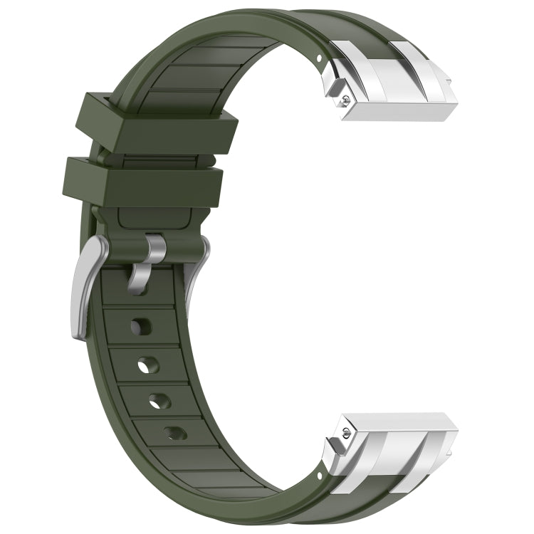 For Honor Watch Dream 22mm Quick Release Silver Buckle Royal Silicone Watch Band(Olive Green)