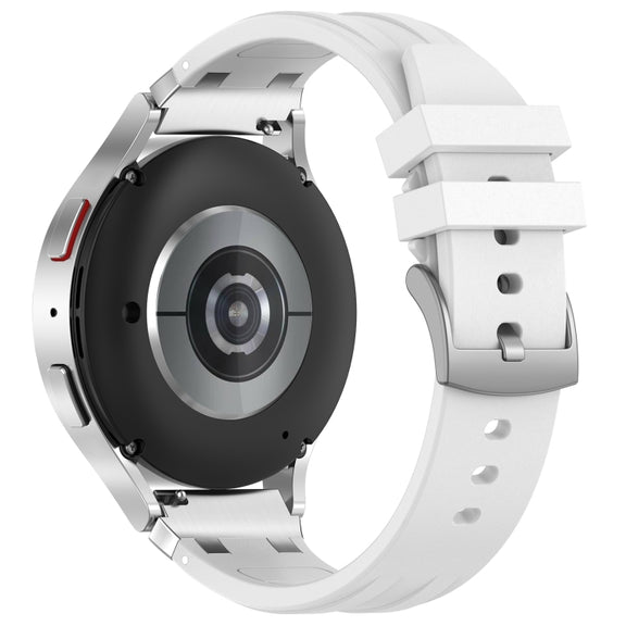 For Honor Magic Watch 2 46mm 22mm Quick Release Silver Buckle Royal Silicone Watch Band(White)