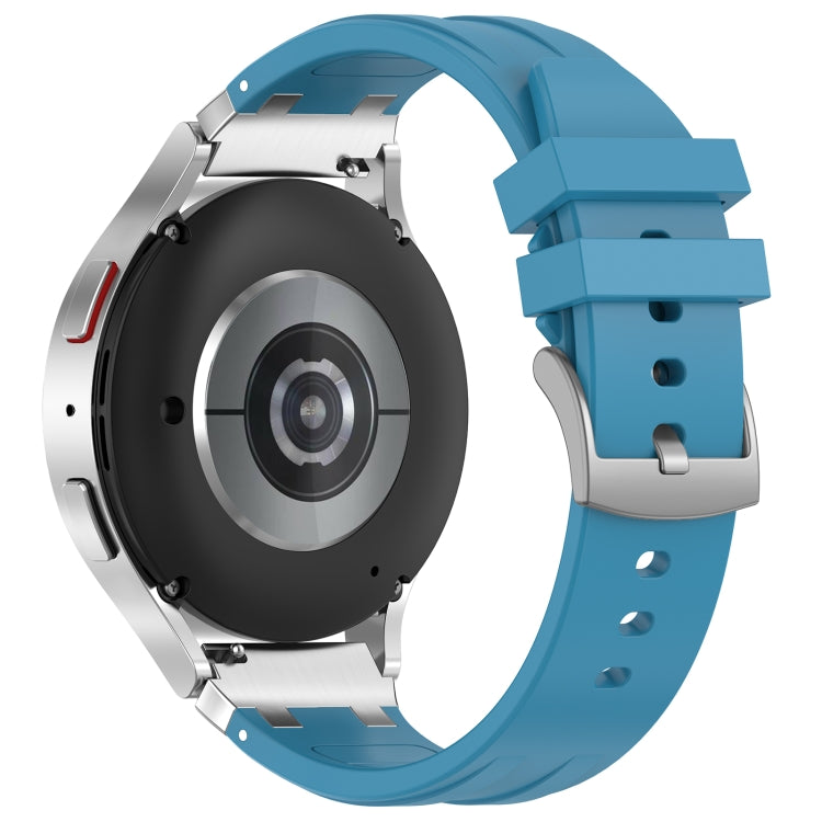 For Honor Magic Watch 2 46mm 22mm Quick Release Silver Buckle Royal Silicone Watch Band(Sea Blue)