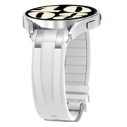 For Honor Magic Watch 22mm Quick Release Silver Buckle Royal Silicone Watch Band(White)