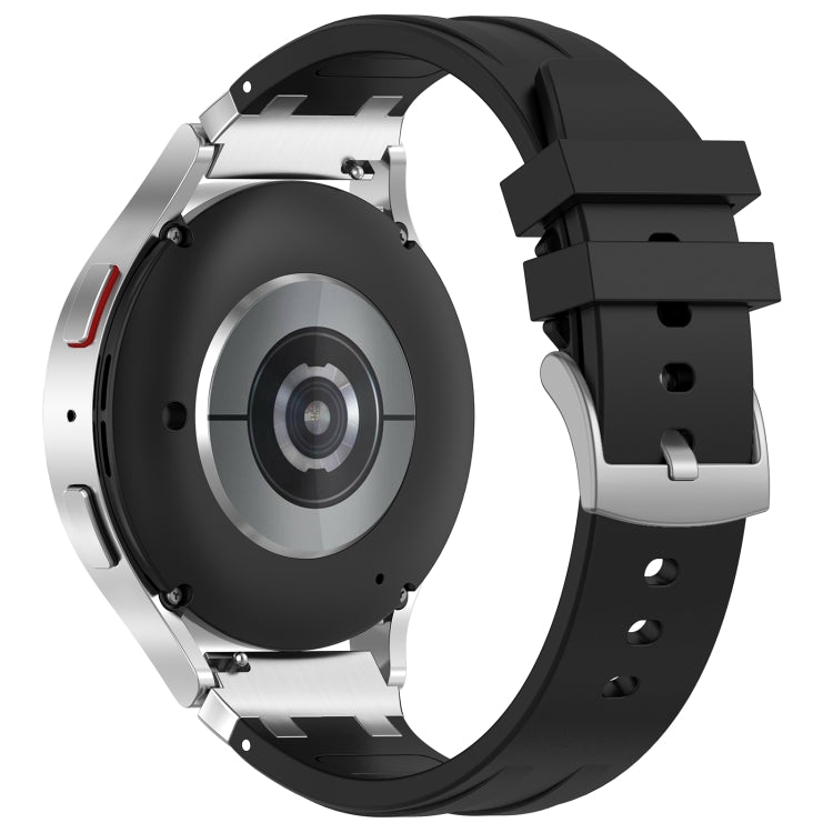 For Honor Magic Watch 22mm Quick Release Silver Buckle Royal Silicone Watch Band(Black)
