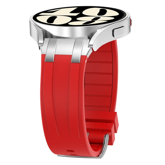 For Honor Magic Watch 22mm Quick Release Silver Buckle Royal Silicone Watch Band(Red)