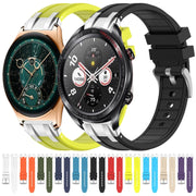 For Honor Magic Watch 22mm Quick Release Silver Buckle Royal Silicone Watch Band(White)