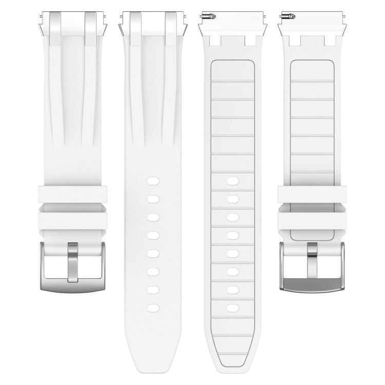 For Amazfit Watch GTR 2 22mm Quick Release Silver Buckle Royal Silicone Watch Band(White)