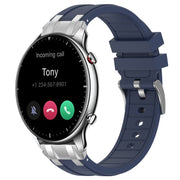 For Amazfit Watch GTR 2 22mm Quick Release Silver Buckle Royal Silicone Watch Band(Navy Blue)