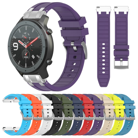 For Amazfit Watch Bip 5 22mm Quick Release Silver Buckle Royal Silicone Watch Band(Red)