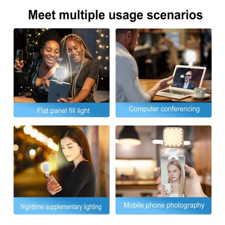 V15 Mini Clip-On Portable LED Fill Light Phone Laptop Video Conference Live Streaming Fill Lamp(White)