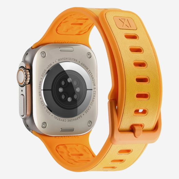 For Apple Watch Ultra 2 49mm Leather Skin Silicone Watch Band(Orange)