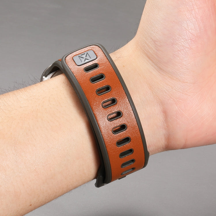 For Apple Watch Ultra 2 49mm Leather Skin Silicone Watch Band(Brown)