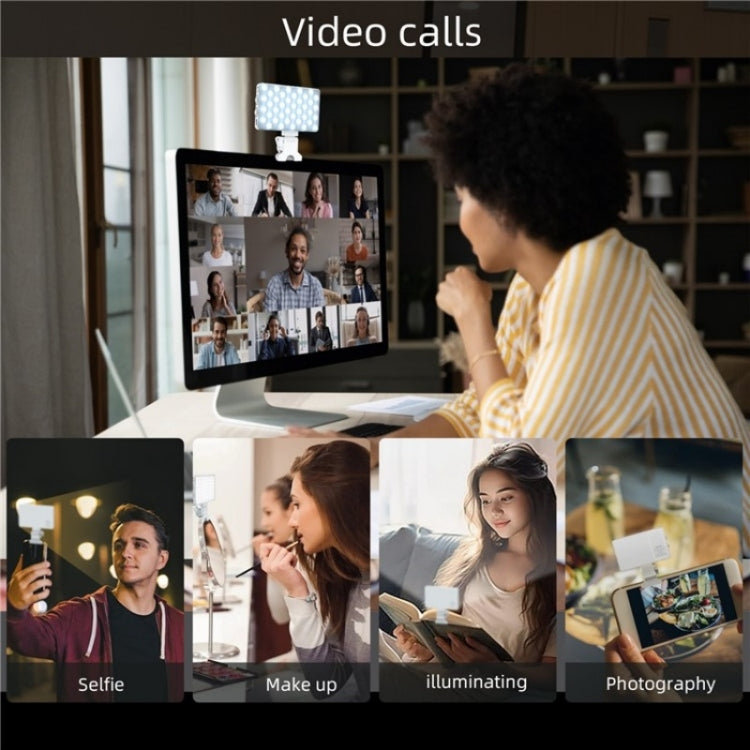 V12A Phone Laptop Video Conference Fill Lamp Portable Selfie Live Streaming LED Fill Light(Black)