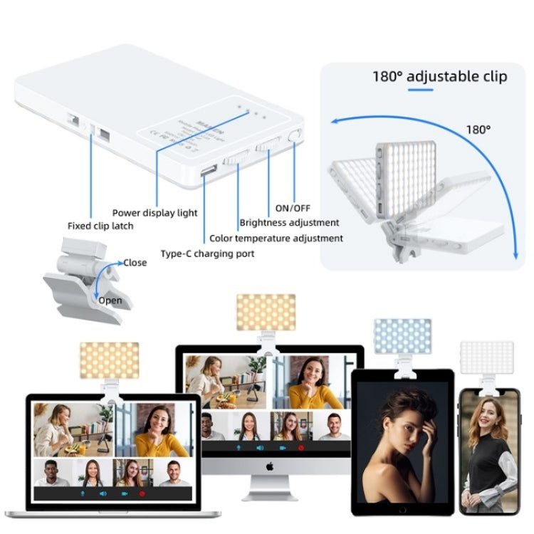 V12A Phone Laptop Video Conference Fill Lamp Portable Selfie Live Streaming LED Fill Light(Black)