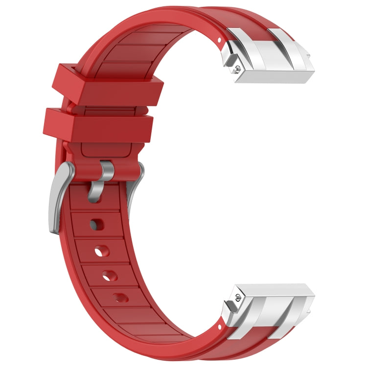 For Xiaomi Watch S3 22mm Quick Release Silver Buckle Royal Silicone Watch Band(Red)